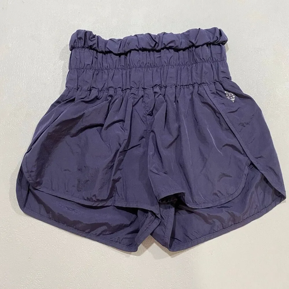 Free People FP Movement Purple Smocked Running Shorts XS High Rise Athletic